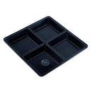 Melamine Platter Tray with 4 Section Divider Square 21cm x 2.5cm - Black