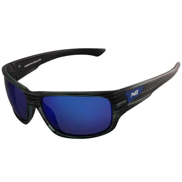 North Beach Quinn Crystal Black Stripe/Blue Mirror Polarised Sunglasses 70726