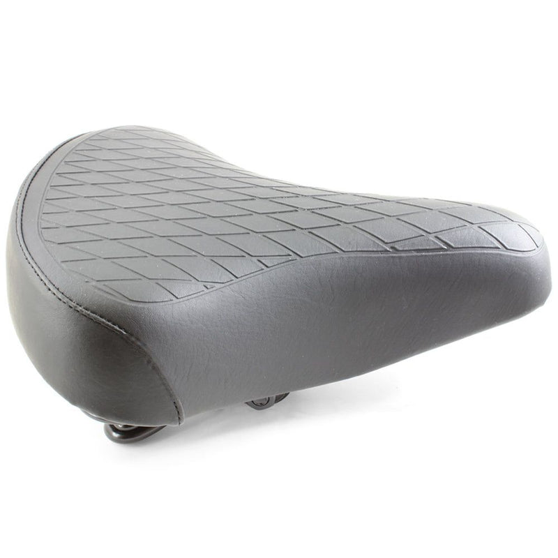 Black Ladies Retro Bike Saddle 250mm x 190mm Vinyl Quilted Top Dual Coil Springs