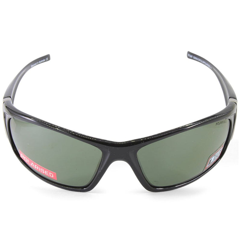 Dirty Dog Stoat Polished Black/Green Men's Polarised Wrap Sunglasses