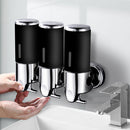 Traderight Group  3 Bottles Bathroom Shower Soap Dispenser Shampoo Gel Pump Wall 1500ml Black