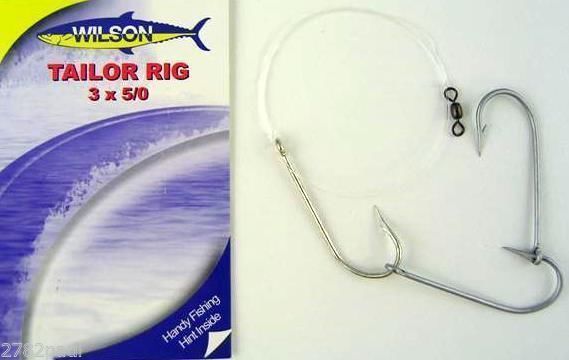 Wilson Tailor Fishing Rig 3x5/0 Hook-Setup - 40lb Clear Mono Leader