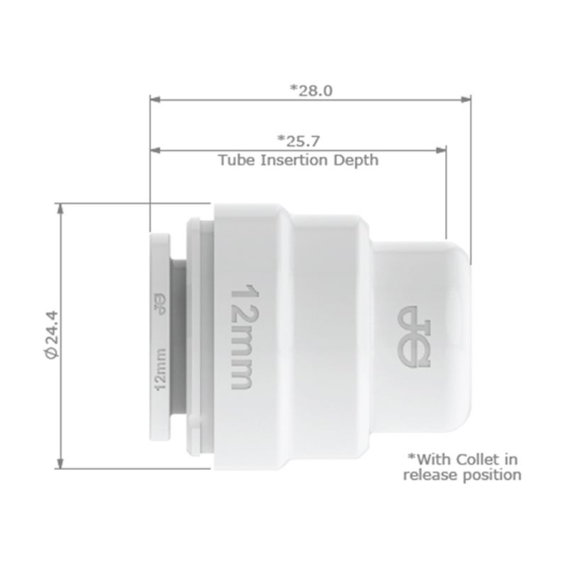 John Guest Watermark 12mm End Cap - PSE4612W