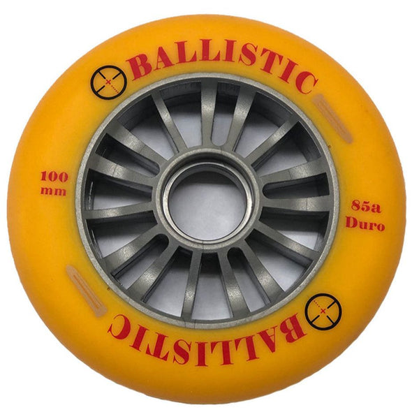 Ballistic 100mm Urethane Scooter Wheel Silver Plastic Core Yellow