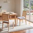 Levede 2x Dining Chairs Solid Wood Rattan Weave Lounge Seat Upholstered Linen