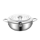 Toque 24cm Japanese Deep Frying Pan Pot Thermometer Kitchen Tempura Fryer Silver