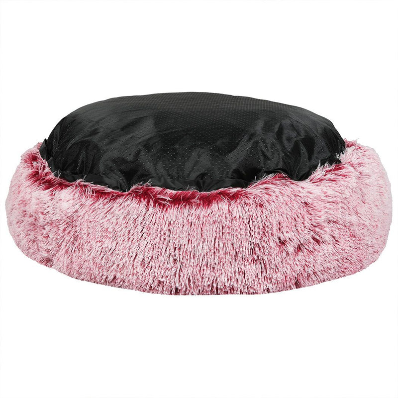 Pawz Pet Bed Cat Dog Donut Nest Calming Mat Soft Plush Kennel Pink L