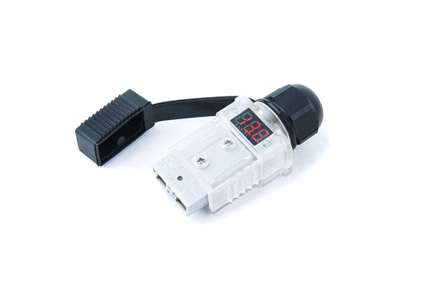 50A Anderson Plug Voltmeter Clear Cover With Voltage Display Black
