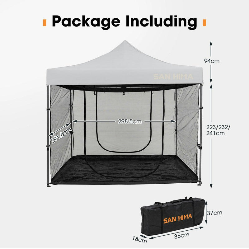 San Hima Portable Gazebo Screen House Waterproof 3m x 3m Outdoor Camping Zippered