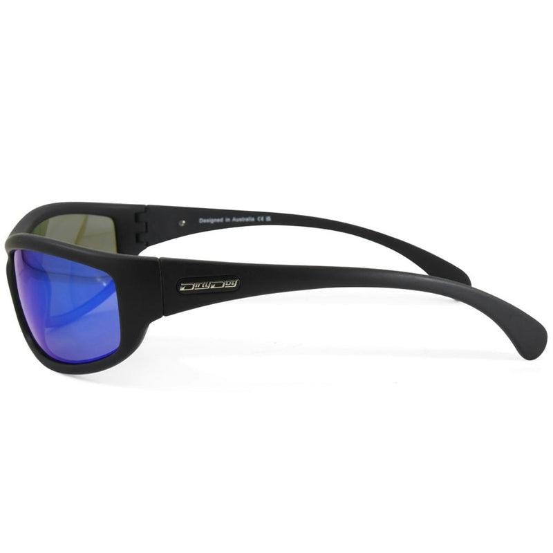 Dirty Dog Swivel Satin Black/Grey-Blue Mirror Polarised Men's Sunglasses 53093