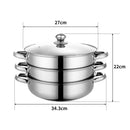 Toque Stainless-Steel Steamer Meat Vegetable Cookware Hot Pot Kitchen 3 Tier