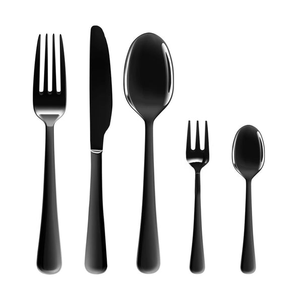 Stainless-Steel Cutlery Set Travel Knife Fork Spoon Black Child Tableware 30Pcs