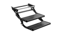 On the road RV Double Folding Manual Step with LED Light Black
