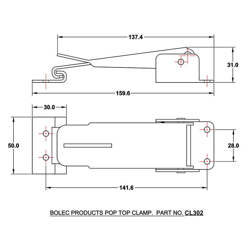 Roof Clamp & J Hook For Pop-Top White (2 Part)