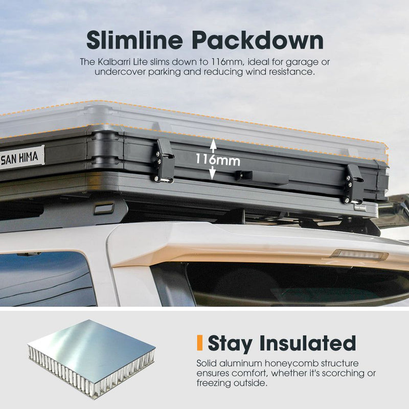 San Hima Kalbarri Lite Rooftop Tent Hardshell Olive+130W Solar Panel+Ladder&Rack