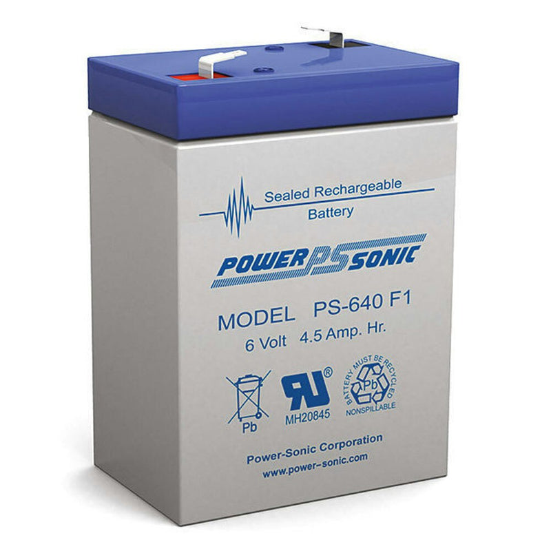 Power Sonic PS640 6V 4.5A SLA Rechargeable Battery F1 Terminal Sealed Lead Acid