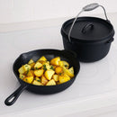 Toque 3Pcs Cast Iron Frying Pan and Cast Iron Pot Set Camping Kitchen Cookware