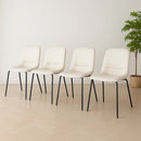 Levede Set of 4 Stackable Dining Chairs Kitchen Lounge Chair PU Leather Beige