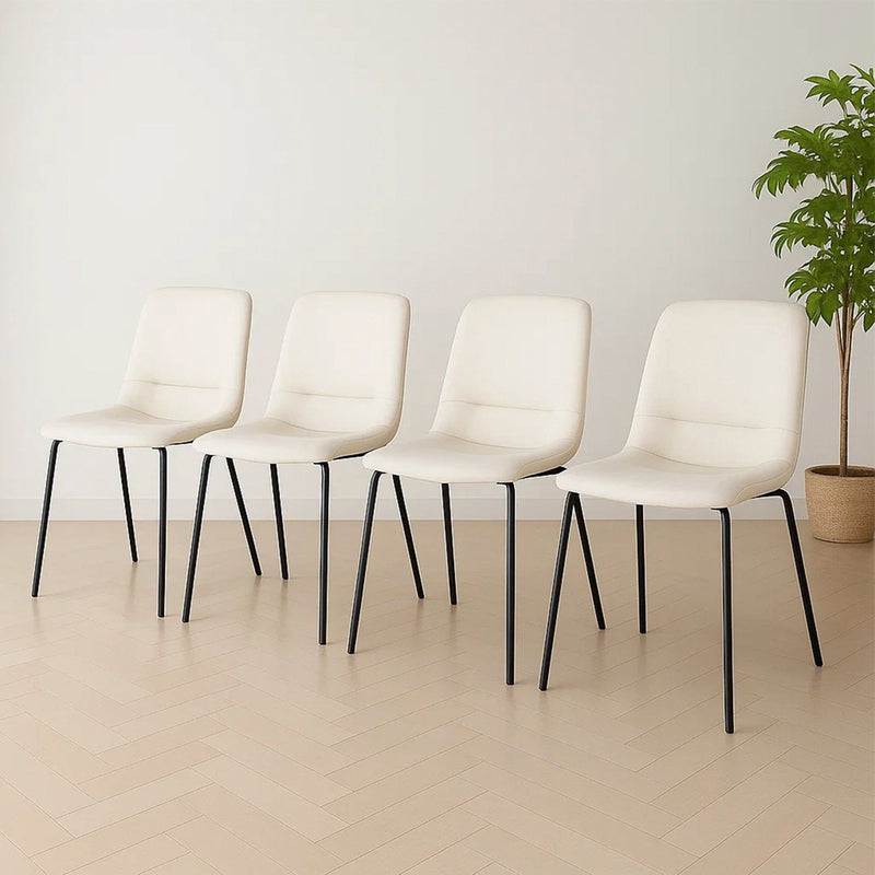 Levede Set of 4 Stackable Dining Chairs Kitchen Lounge Chair PU Leather Beige