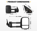 Pair Extendable Towing Mirrors for Gen1 Mitsubishi Triton MQ/MR 2015 -  2024 Black
