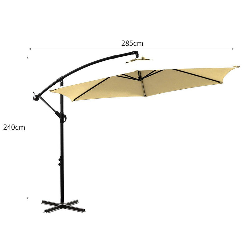 Mountview 3m Outdoor Umbrella Cantilever Garden Patio Beach Umbrellas Beige