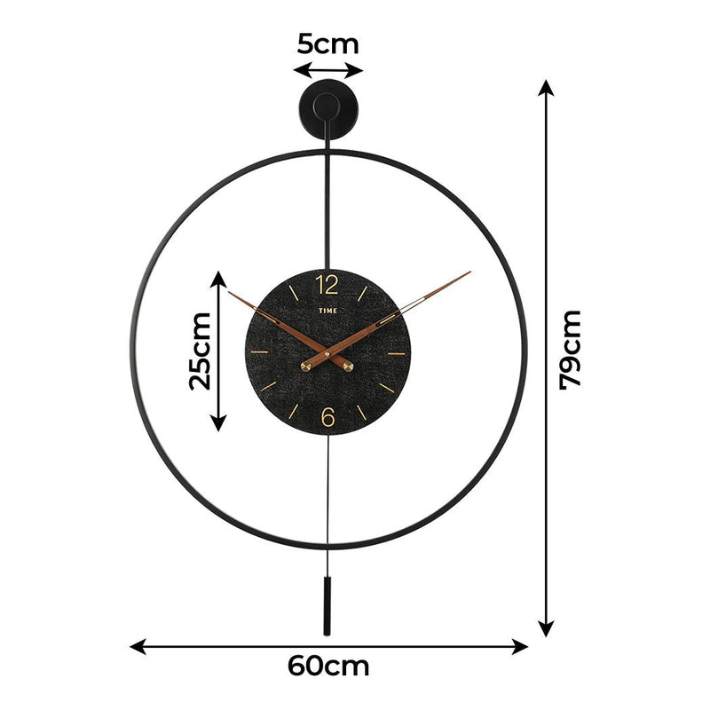 Yezi 60cm Large Wall Clock Modern Big Numeral Metal Round Face In/Outdoor Decor