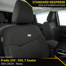 Toyota Prado 250 GXL GP4 Neoprene 2x Front Seat Covers