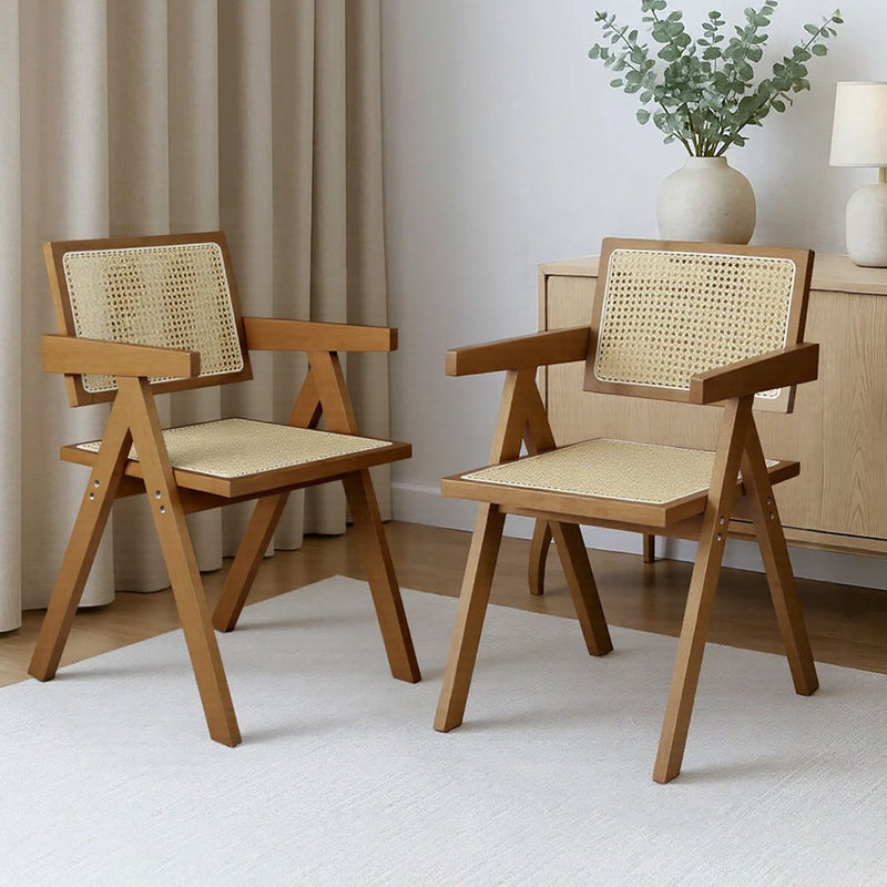 Levede 2x Armchair Dining Chair Wicker Wooden Chairs Rattan Accent Lounge Seat