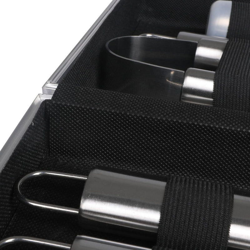 Moyasu 10PCS BBQ Tool Set Stainless Steel Steel Case Grill Fork Knife Tong Brush