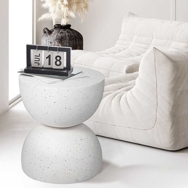 Levede Side Table Terrazzo Coffee End Tables Hourglass Magnesia Stool Stand 40cm