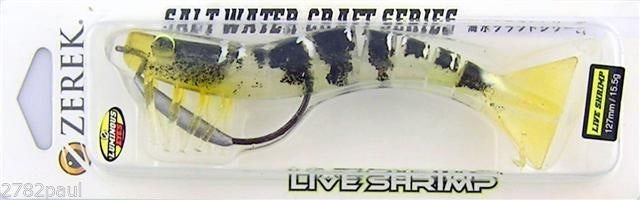 127mm Zerek Live Shrimp Pre Rigged Lumo Eyes Jointed Body Lure