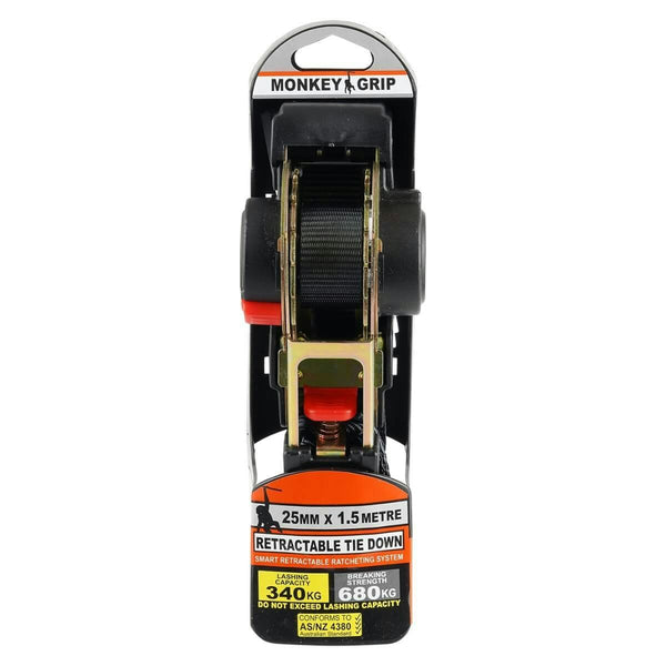 Monkey grip ratchet tie down auto 25mm x 1.5m