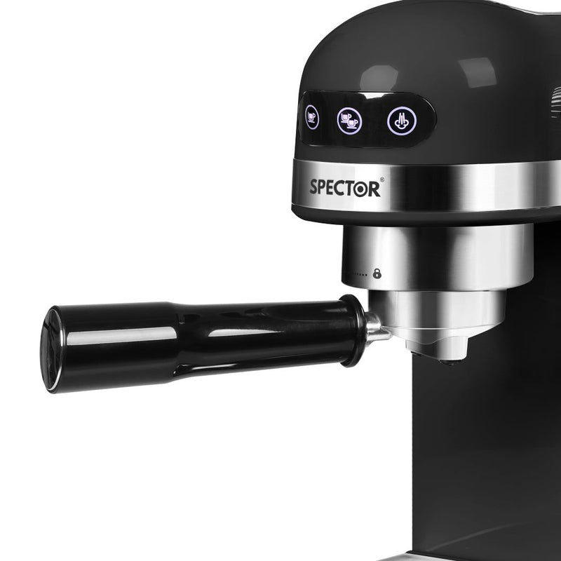 Spector Coffee Machine Electric Espresso Maker Grinder 20 Bar Milk Frother Black