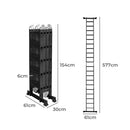 Traderight Multi Purpose Ladder Aluminium Folding Platform Extension Step 5.7m