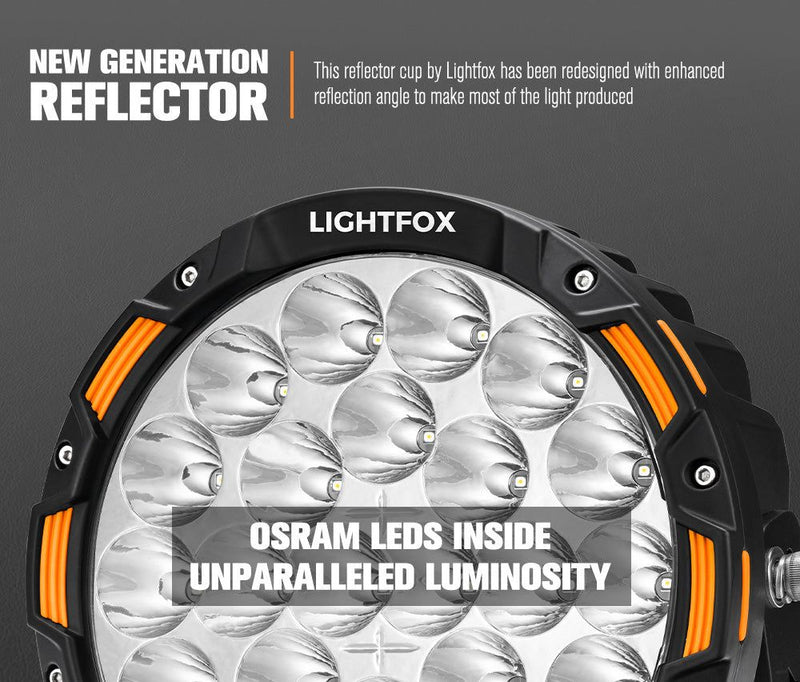 Iconic Series Pair 9inch Osram LED Driving Light 1Lux @1,442m 18,672Lumens