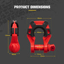 Bunker Indust Pair Bow Shackle 4.75Ton Rated 3/4” D-Ring Red with Isolator