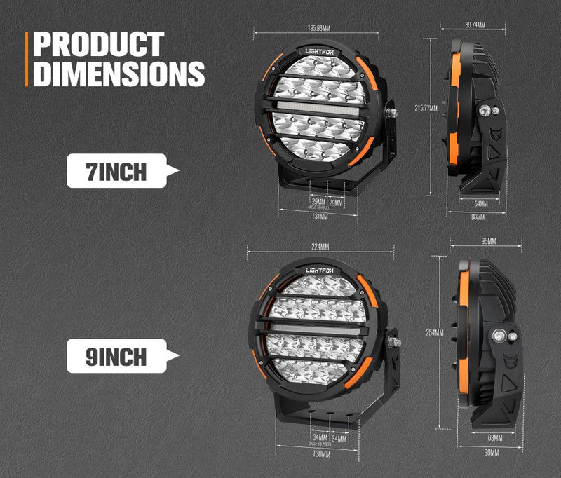 Lightfox Polaris 7"+9" Osram LED Driving Lights With DRL Spotlight Headlight
