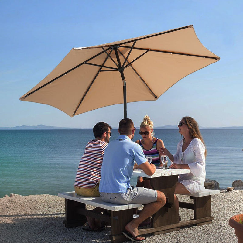 Centra 2.7m Outdoor Umbrella Garden Beach Stand Tilt Patio Deck Pole UV Khaki