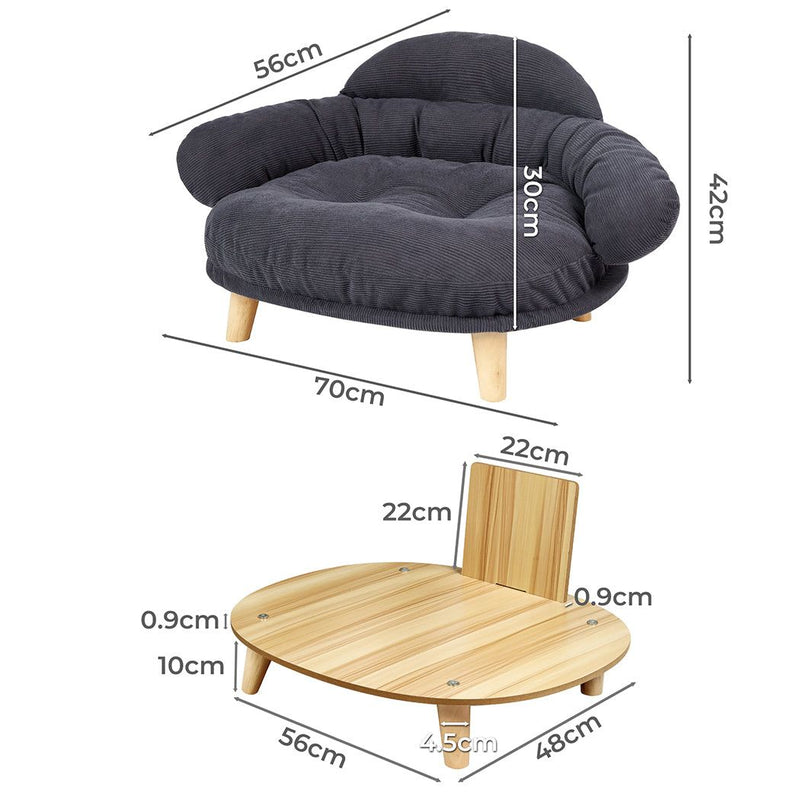 Pawz Elevated Pet Dog Cat Bed Sofa Couch Kitten Lounge Raised Sofa Bed 70cm