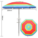 Centra 2.2m Outdoor Beach Umbrella Tilting Tropical Shelter Parasol Rainbow