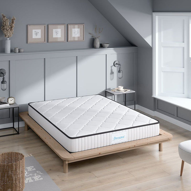 DreamZ Single Spring Mattress Medium Firm 5-Zone Support Breathable Fabric Cover