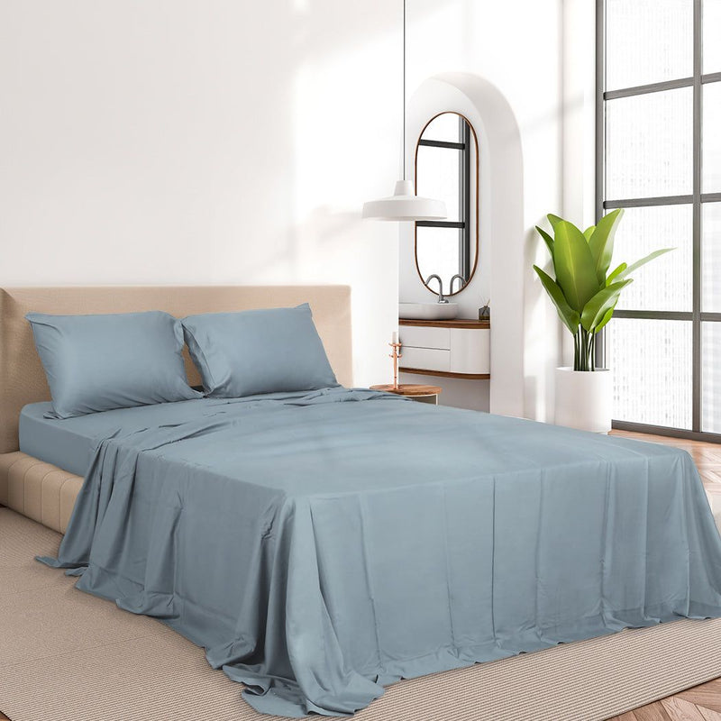 Dreamz Bamboo Sheet Set Fitted Pillowcase Queen Size Grey 4Pcs Set