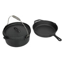 Toque 3Pcs Cast Iron Frying Pan and Cast Iron Pot Set Camping Kitchen Cookware