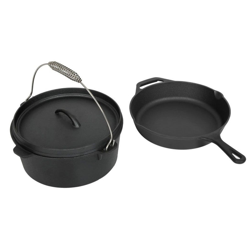 Toque 3Pcs Cast Iron Frying Pan and Cast Iron Pot Set Camping Kitchen Cookware