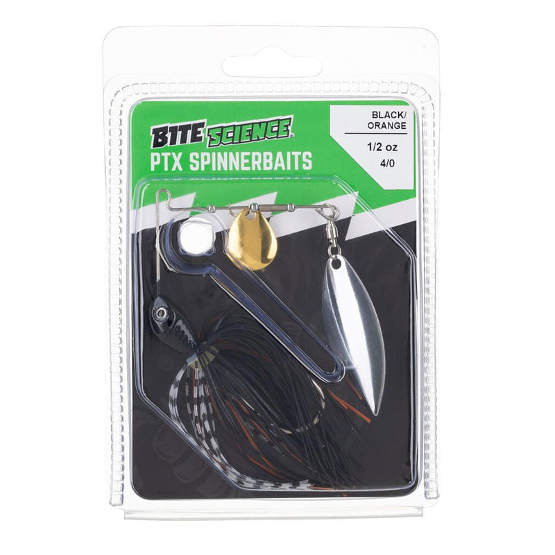 Bite Science 1/2oz PTX Spinnerbait Lure - Black / Orange