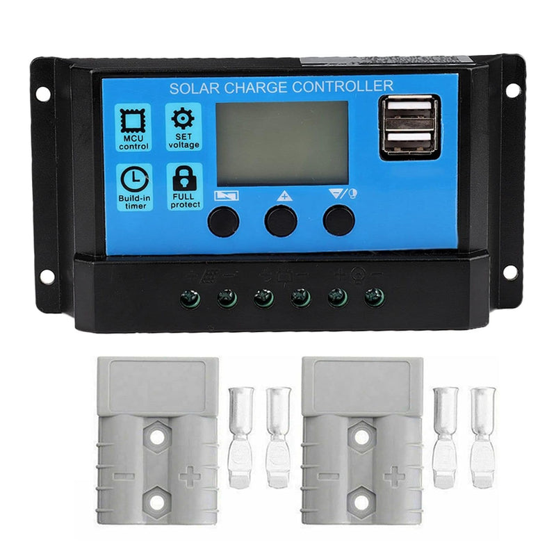 200W Solar Panel with Controller and Anderson Plugs - Narrow 12/24V