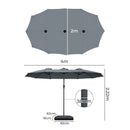 Mountview Patio Umbrella Twin Outdoor Garden Pool Sun Shade Stand Double-Sided