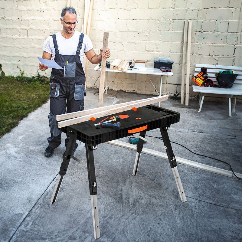 Traderight 5-in-1 Work Table Foldable Workbench 400kg Adjustable Clamping System