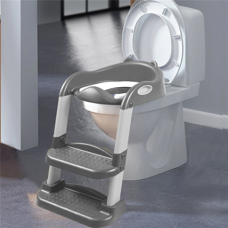 Bopeep Kids Toilet Ladder Toddler Training Step Stool Soft Seat Non Slip Grey