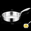 20cm Tri-Ply 304 Stainless Steel Frying Pan Uncoated Silver